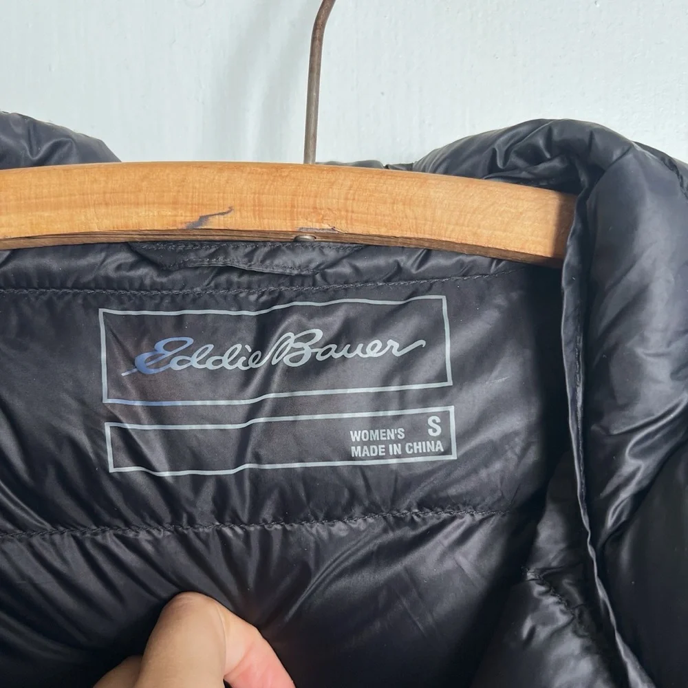 Eddie Bauer • CirrusLite Down Hooded Jacket black puffer quilted winter snow 650 - Picture 4 of 12